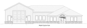 L7870-A Barndominium House Front Elevation, 3-4 Bedrooms, 3 Bathrooms | Mudville 