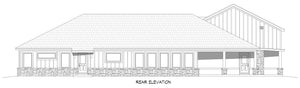 L7870-A Barndominium House Rear Elevation, 3-4 Bedrooms, 3 Bathrooms | Mudville 