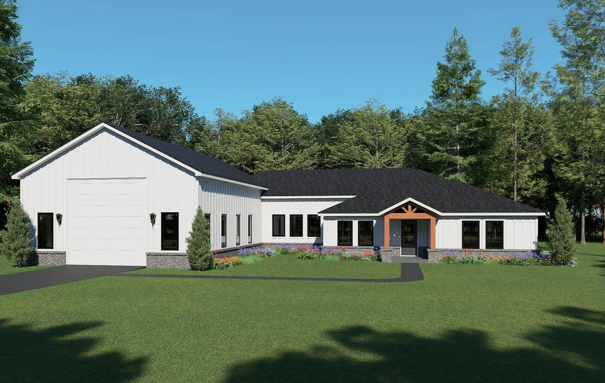 L7870-A Barndominium House, 3-4 Bedrooms, 3 Bathrooms | Mudville Exterior