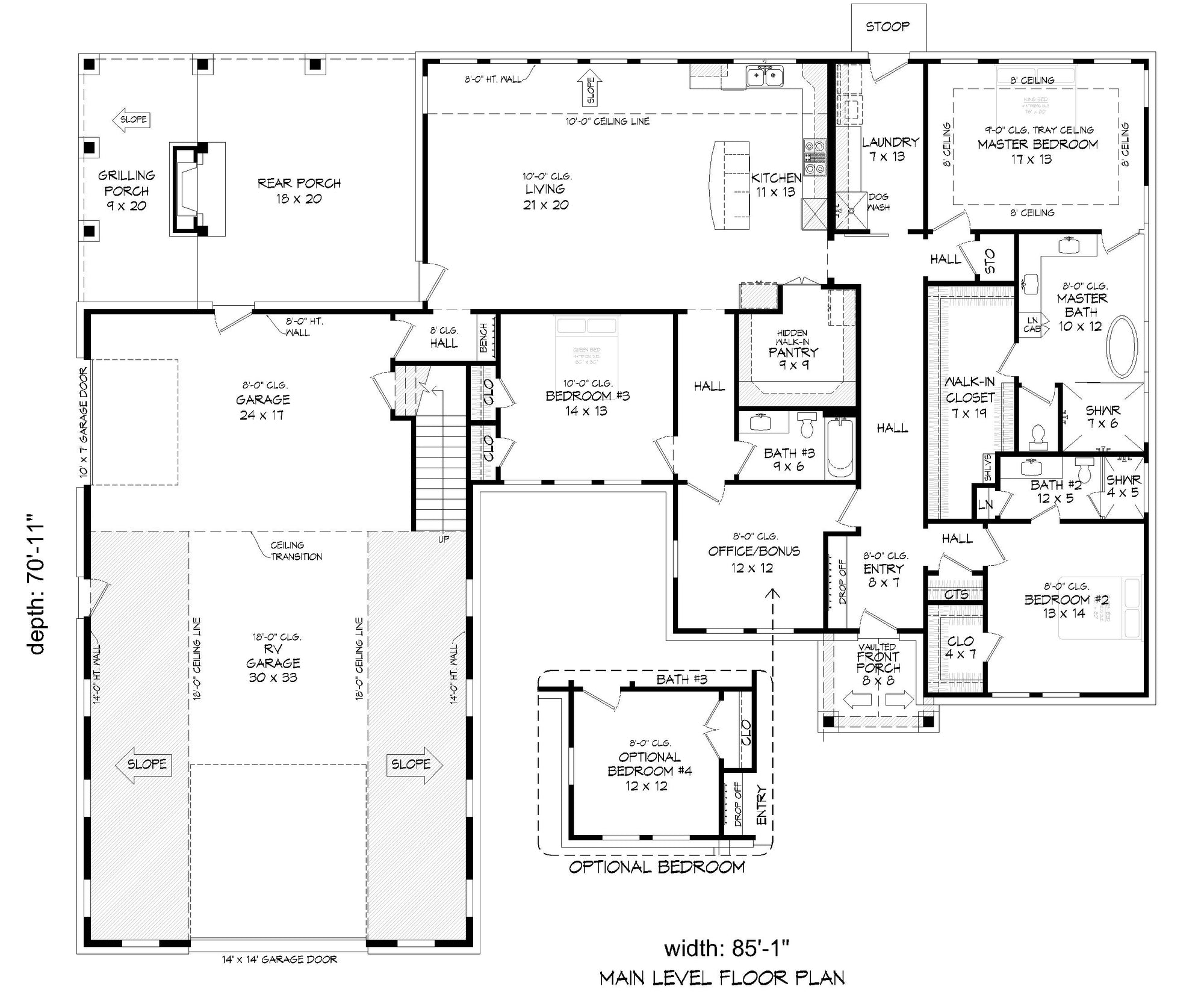 L7870-A Barndominium House First Floor Plan, 3-4 Bedrooms, 3 Bathrooms | Mudville 