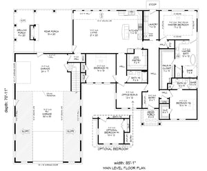 L7870-A Barndominium House First Floor Plan, 3-4 Bedrooms, 3 Bathrooms | Mudville 