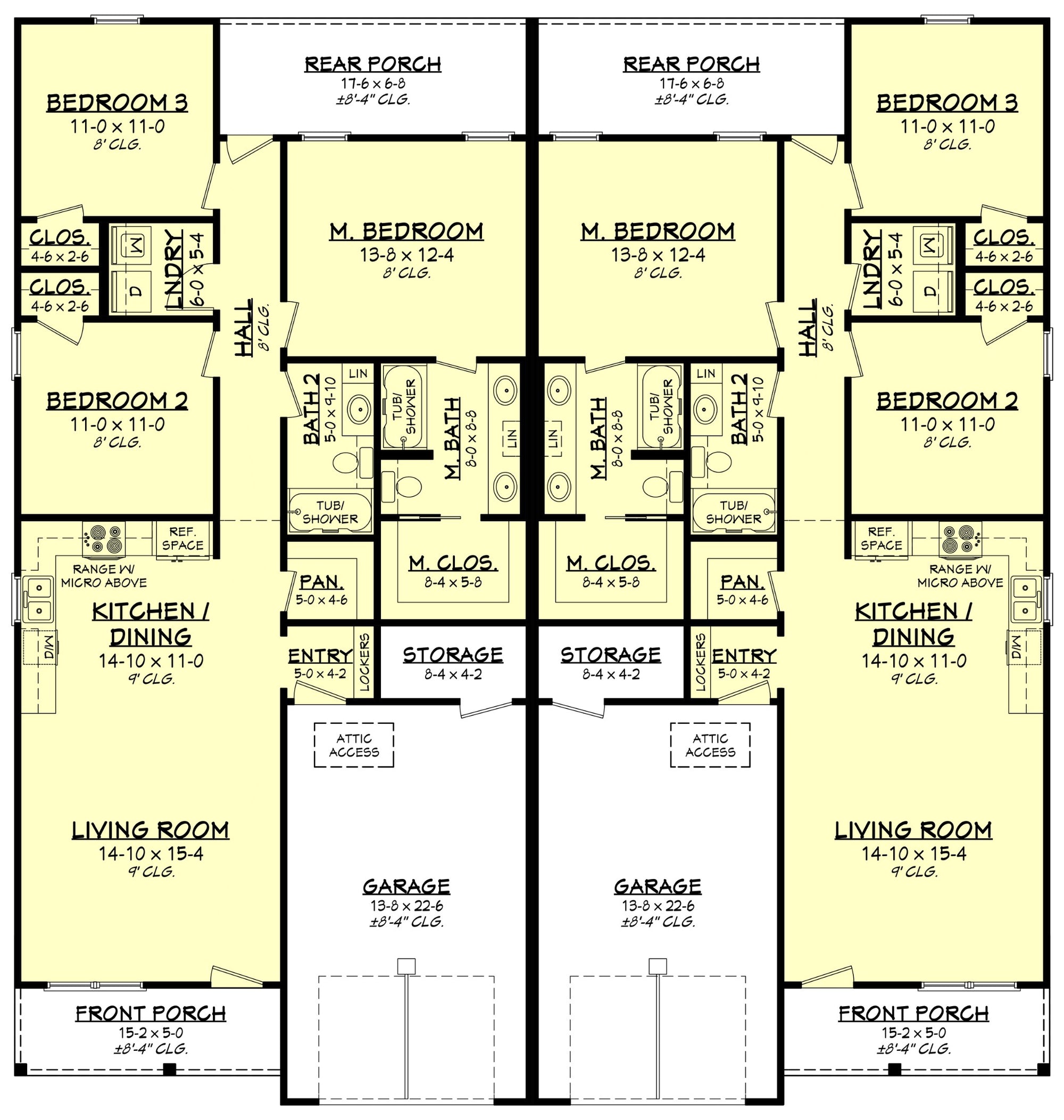 Preston Hollow Duplex Plan House Plan-Front View