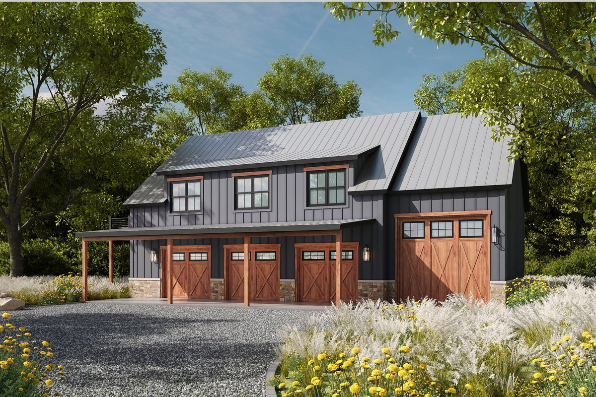 AB7640-A Garage Apartment, 1 Bedroom, 2 Bathrooms | Grand Sky House Plan Exterior