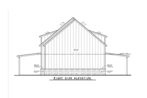 AB7640-A Garage Apartment Right Elevation, 1 Bedroom, 2 Bathrooms | Grand Sky House Plan 