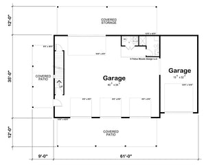 AB7640-A Garage Apartment First Floor Plan, 1 Bedroom, 2 Bathrooms | Grand Sky House Plan 