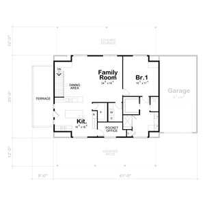 AB7640-A Garage Apartment Second Floor Plan, 1 Bedroom, 2 Bathrooms | Grand Sky House Plan 