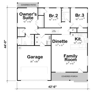 AB7324-A Stella House Floor Plan 3 Beds 2 Baths