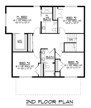 Q7463-A 2509 House Second Floor Plan 4 Beds 2.5 Baths