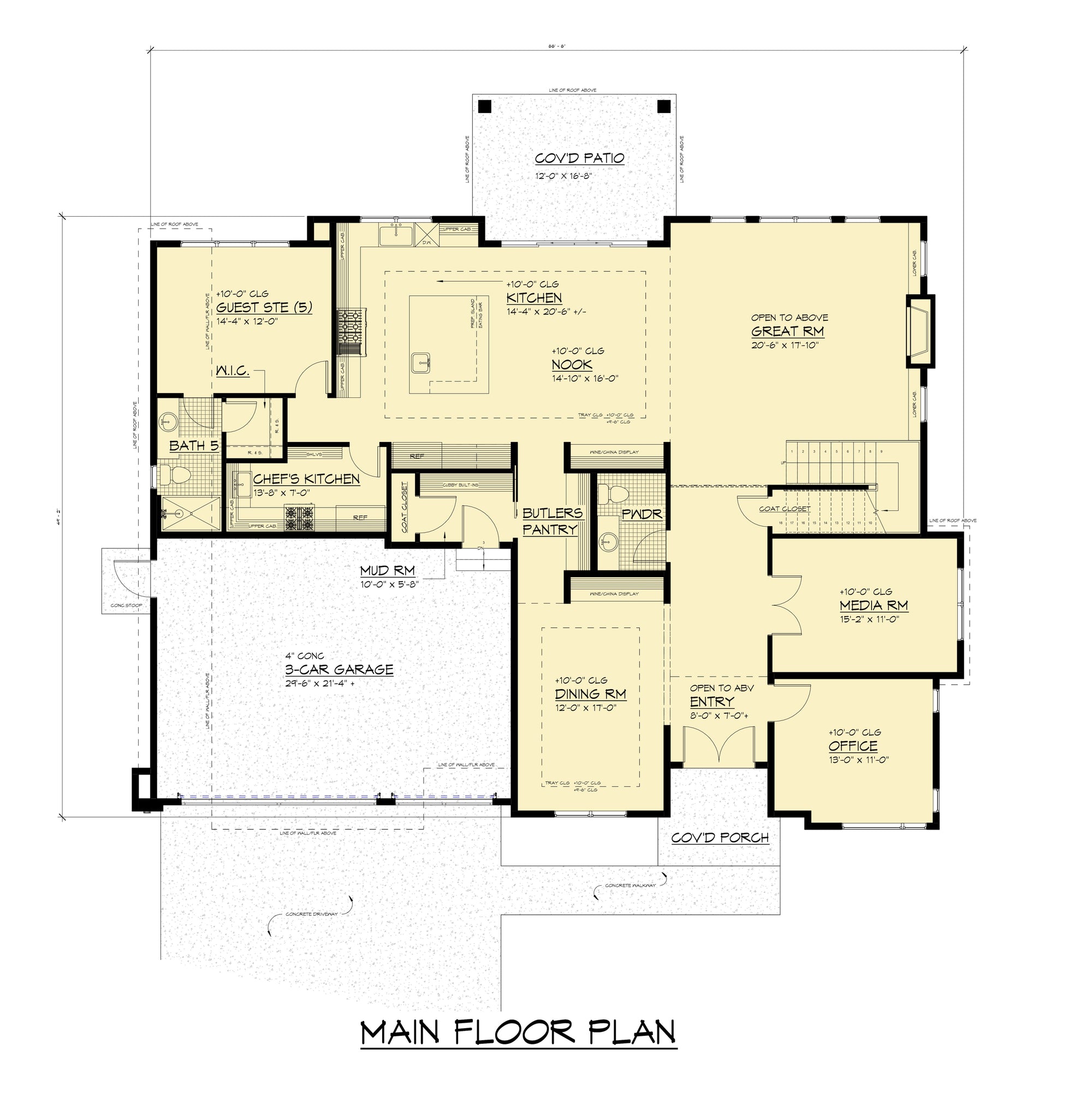 AC8172-A Modern House First Floor Plan, 5 Bedrooms, 5.5 Bathrooms | 2025 Market St. House Plan 