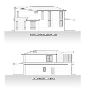 AC8172-A Modern House, 5 Bedrooms, 5.5 Bathrooms | 2025 Market St. House Plan Right and Left Elevation