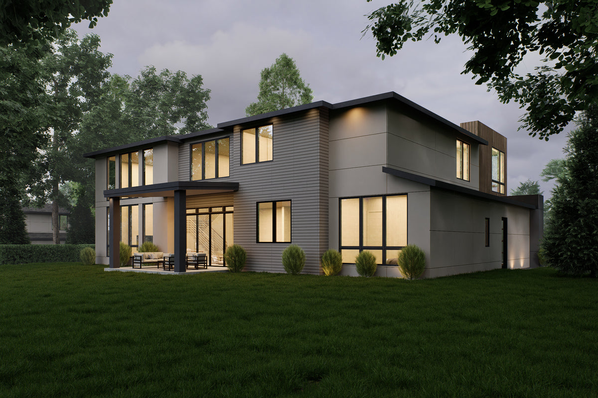 AC8172-A Modern House, 5 Bedrooms, 5.5 Bathrooms | 2025 Market St. House Plan Exterior-4