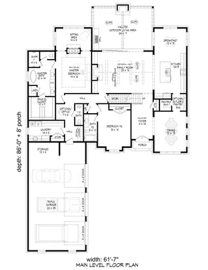 L7329-A Graham House First Floor Plan 4-5 Beds 3.5 Baths