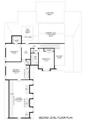 L7329-A Graham House Second Floor Plan 4-5 Beds 3.5 Baths