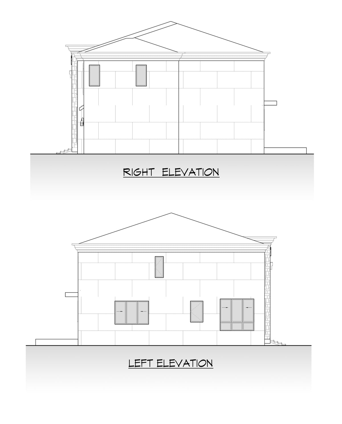 AC8175-A Contemporary House, 5 Bedrooms, 5.5 Bathrooms | Manjot Singh House Plan Left and Right Elevation