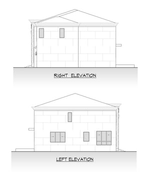 AC8175-A Contemporary House, 5 Bedrooms, 5.5 Bathrooms | Manjot Singh House Plan Left and Right Elevation