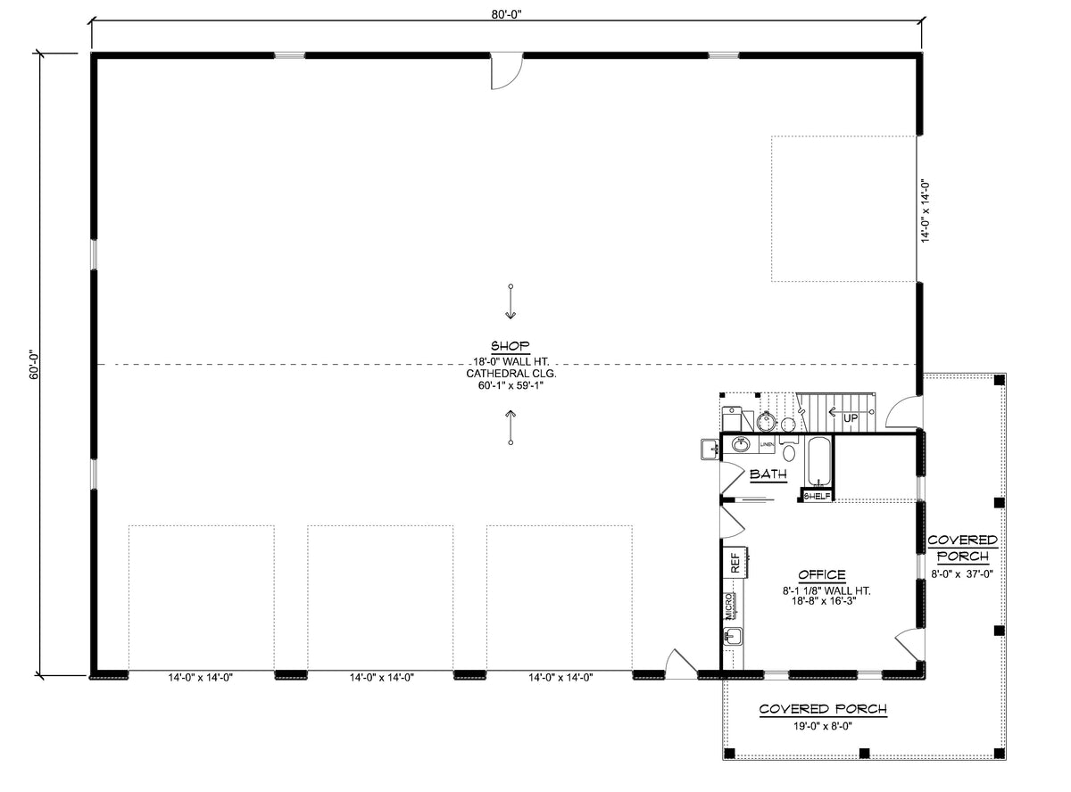 Barndominium House, 456 Sq Ft, 1 Bathroom | 25116 House Plan