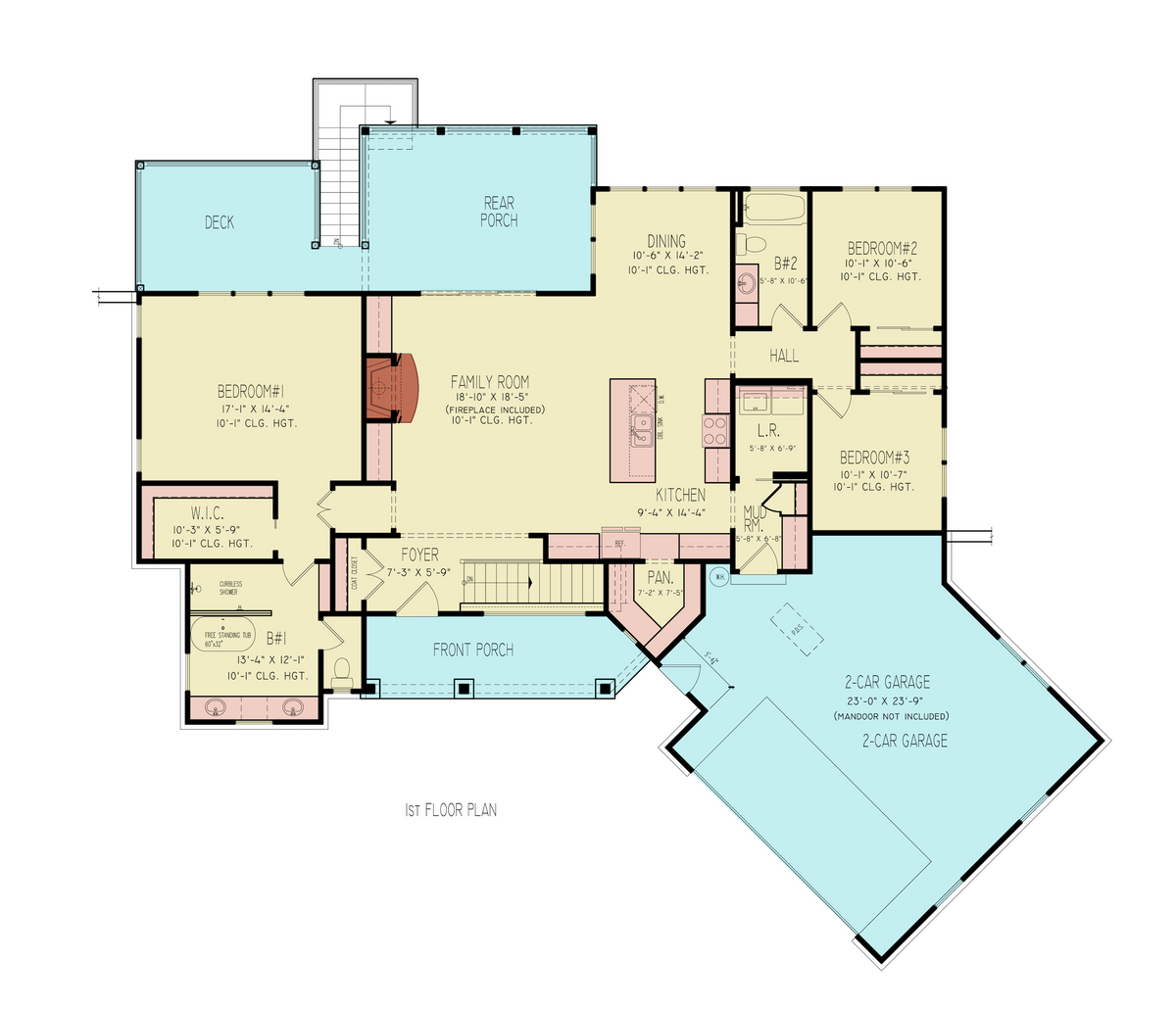 Urban Ridge Contemporary House Plan 3 Beds, 2 Bath Main Floor Plan