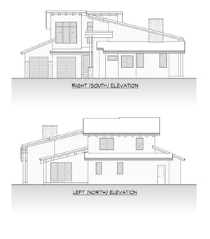 AC8178-A Contemporary House, 4 to 5 Bedrooms, 4 Bathrooms | Suncadia Cabin Left and Right Elevation