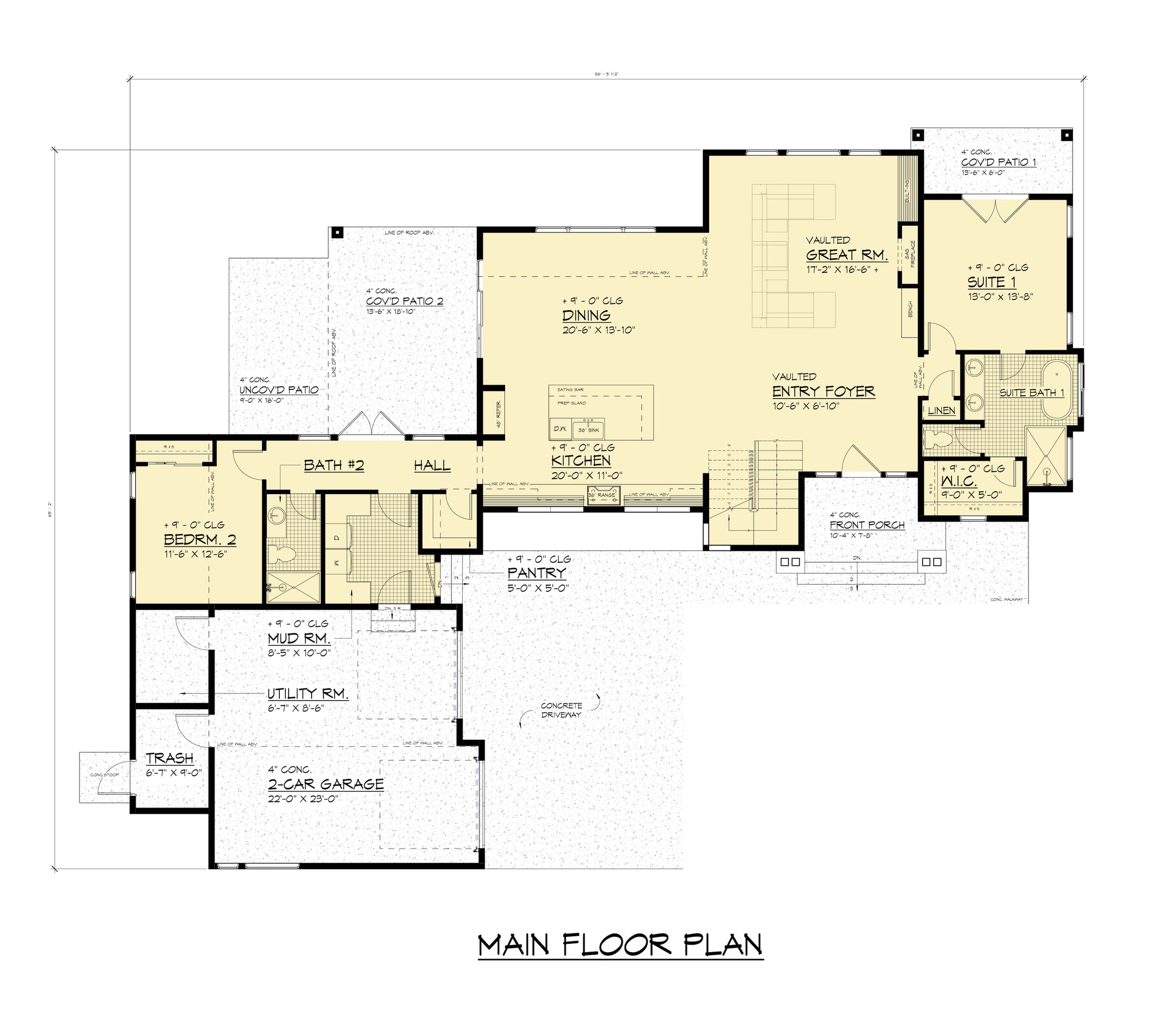 AC8178-A Contemporary House First Floor Plan, 4 to 5 Bedrooms, 4 Bathrooms | Suncadia Cabin 