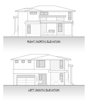 AC8180-A Modern House, 5 Bedrooms, 4.5 Bathrooms | Dhingra Residence Right and Left Elevation