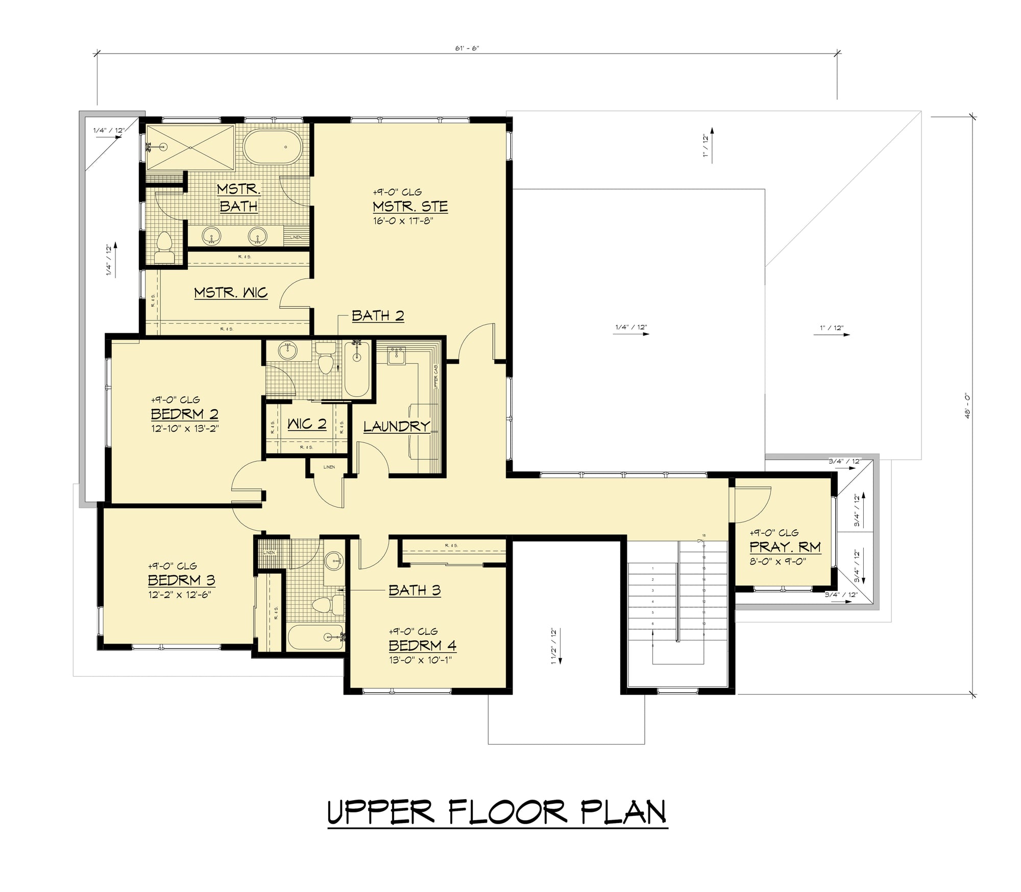 AC8180-A Modern House Second Floor Plan, 5 Bedrooms, 4.5 Bathrooms | Dhingra Residence 