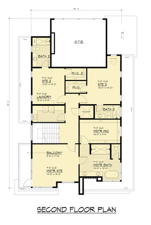 AC8182-A Contemporary House Second Floor Plan, 6 Bedrooms, 5.5 Bathrooms | Chong 521 House Plan 
