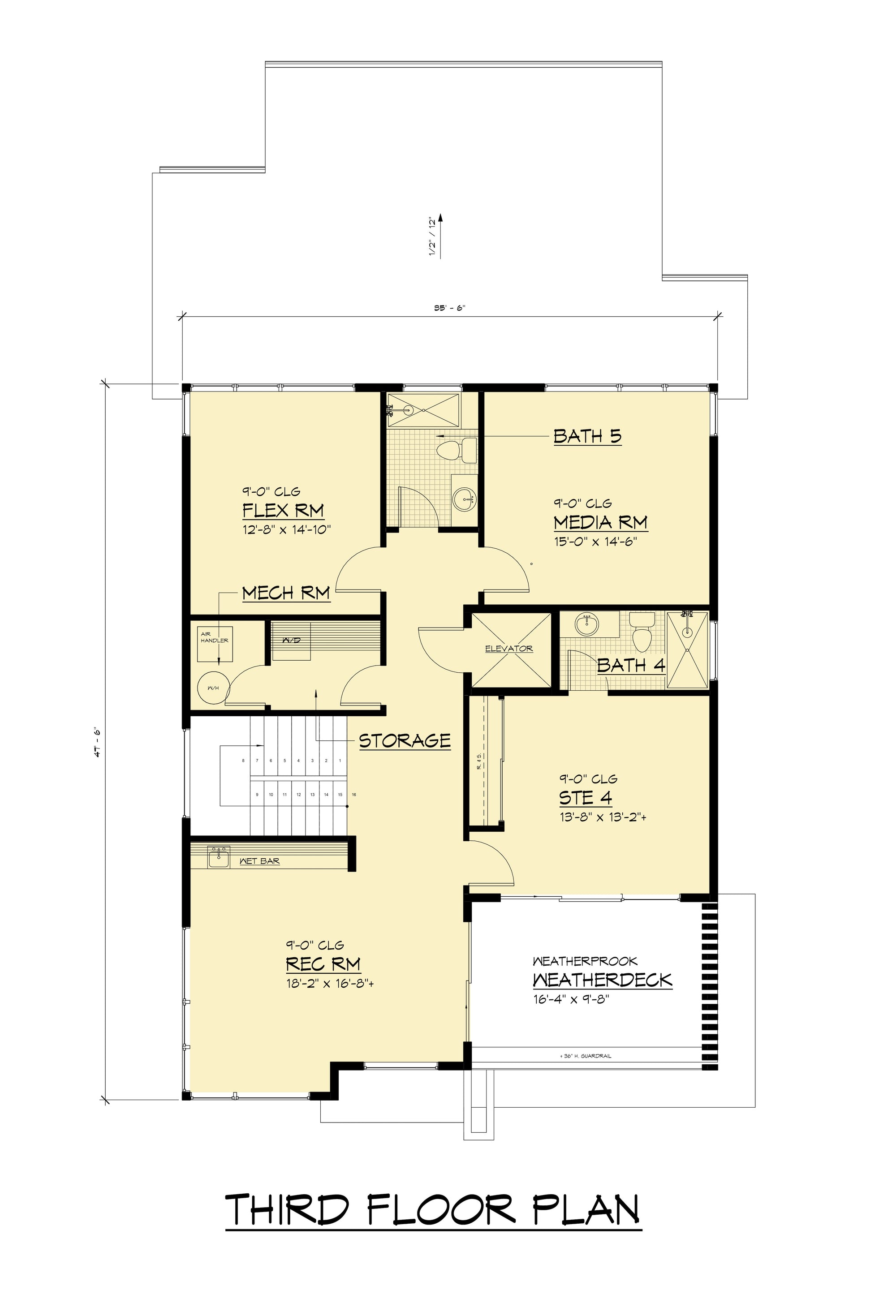 AC8182-A Contemporary House Third Floor Plan, 6 Bedrooms, 5.5 Bathrooms | Chong 521 House Plan 