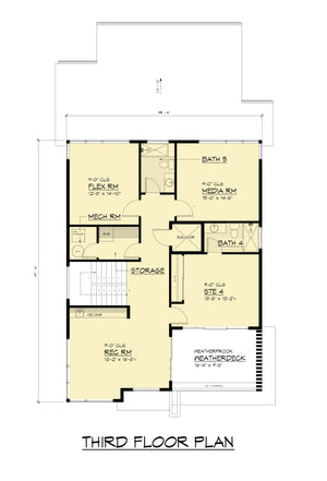 AC8182-A Contemporary House Third Floor Plan, 6 Bedrooms, 5.5 Bathrooms | Chong 521 House Plan 