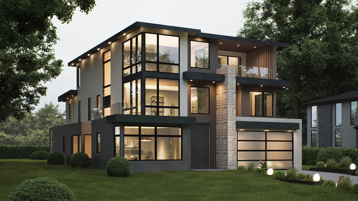 AC8182-A Contemporary House, 6 Bedrooms, 5.5 Bathrooms | Chong 521 House Plan Exterior-2