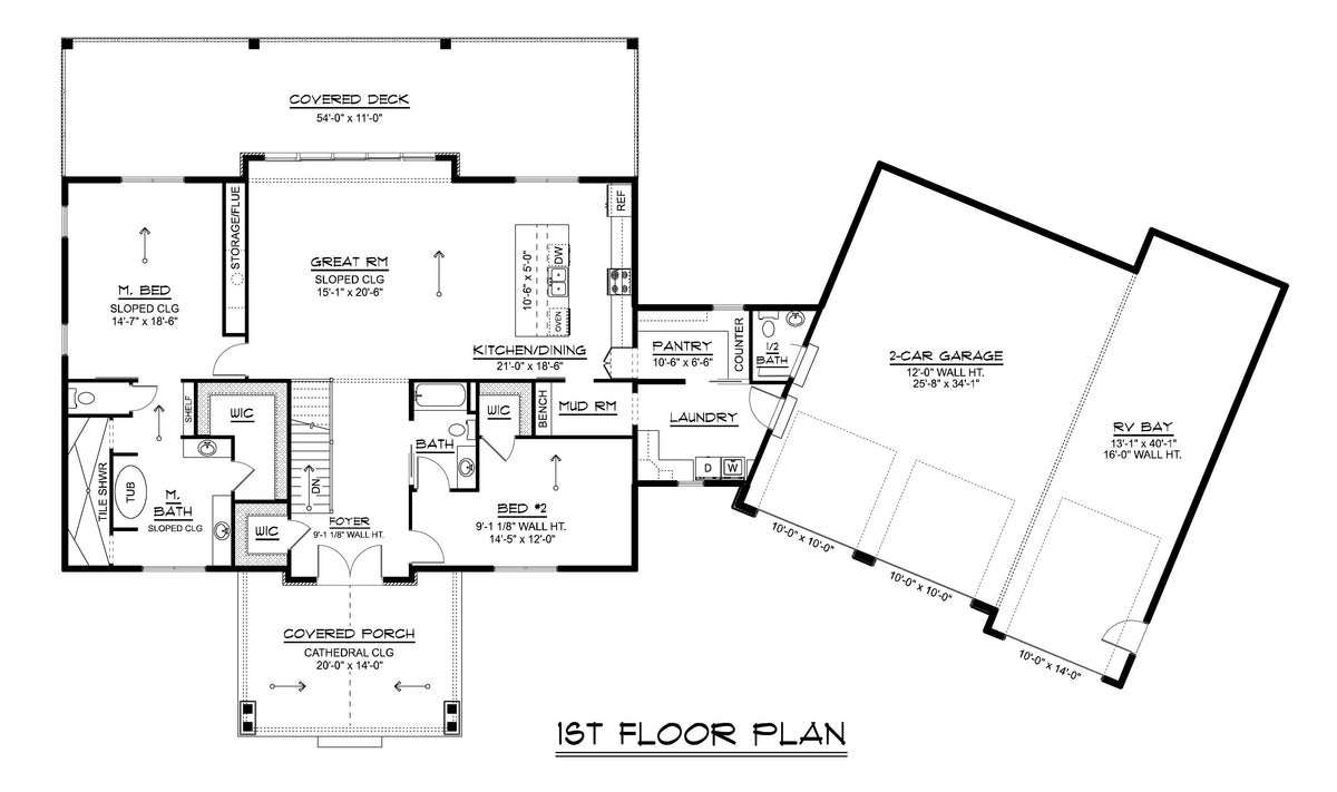 Q7491-A Modern House First Floor Plan, 2 Bed, 2 Bath | Plan 25181 