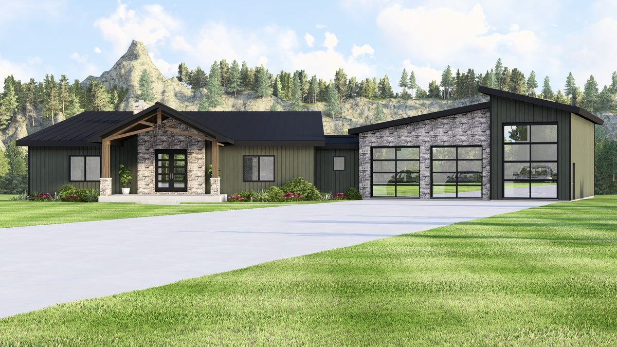 Q7491-A Modern House, 2 Bed, 2 Bath | Plan 25181 Exterior-1