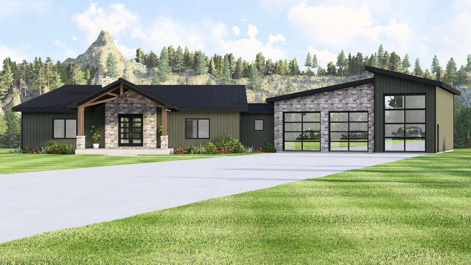 Q7491-A Modern House, 2 Bed, 2 Bath | Plan 25181 Exterior-1