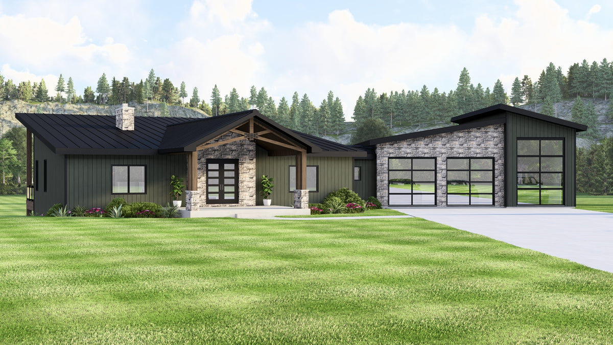 Q7491-A Modern House, 2 Bed, 2 Bath | Plan 25181 Exterior-3