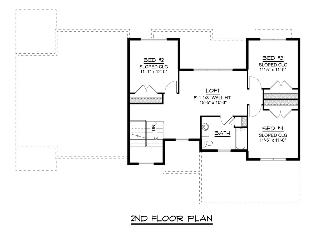 Q7439-A 25186 House Second Floor Plan 4 Beds 2.5 Baths