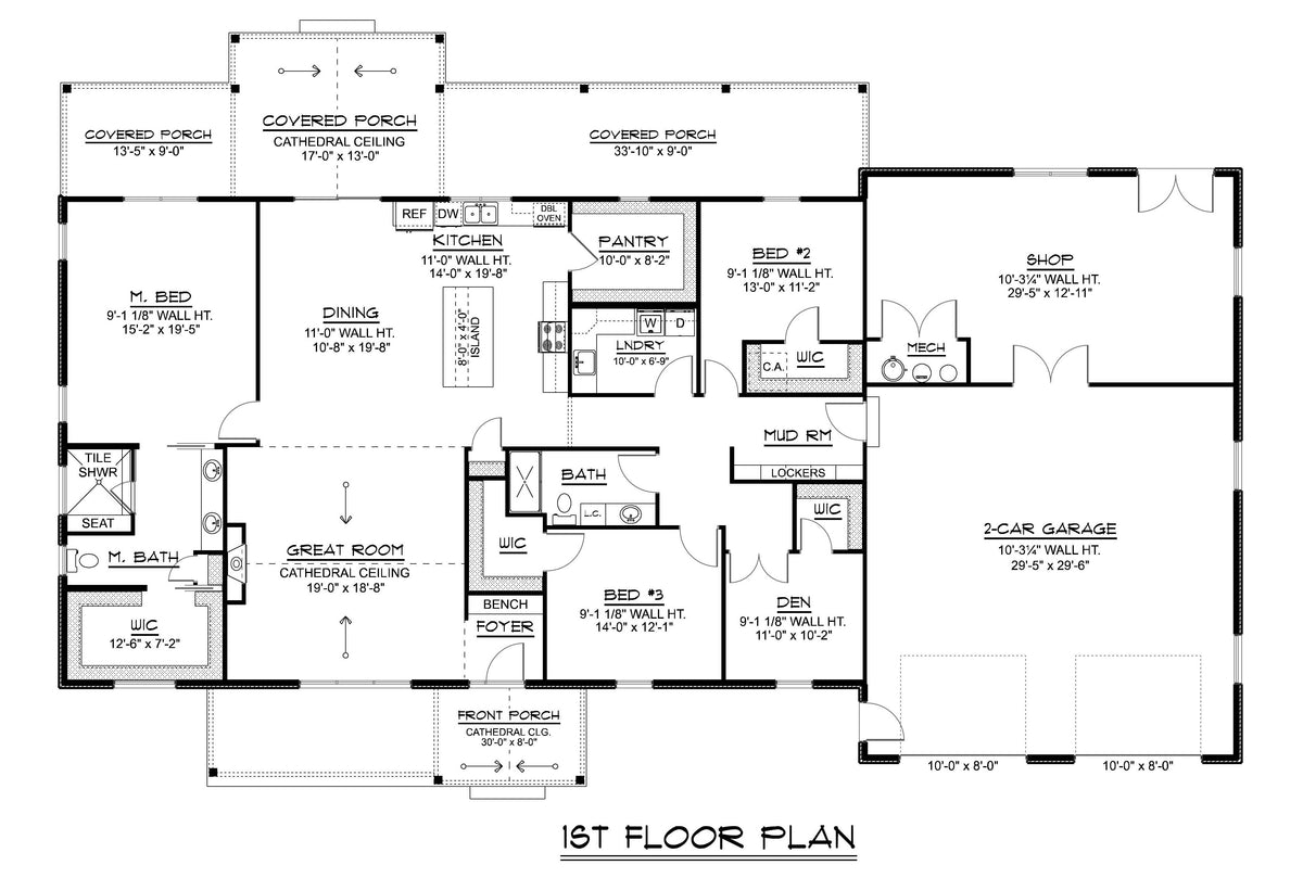 Q7455-A 25190 House First Floor Plan 3 Beds 2 Baths