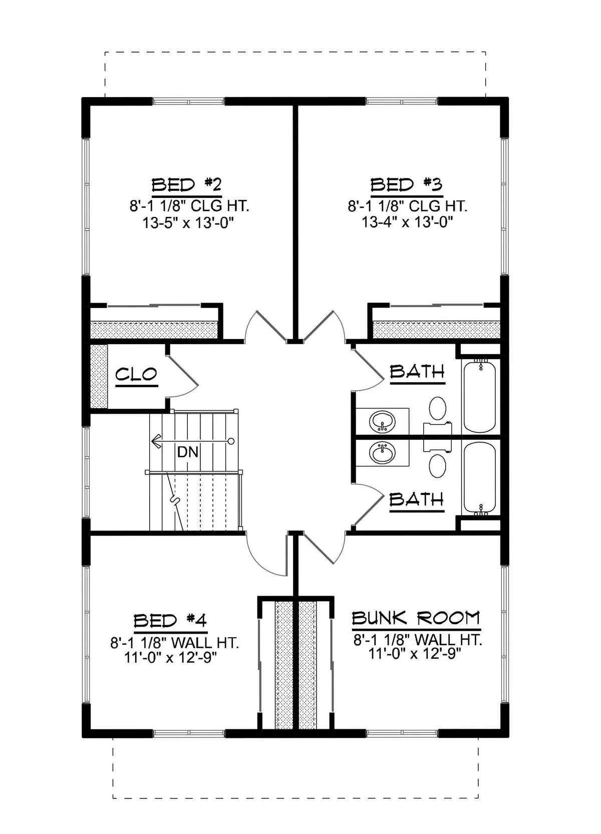 Q8447-A New American House, 5 Bedrooms, 3.5 Bathrooms | 25191 House Plan Second Floor Plan