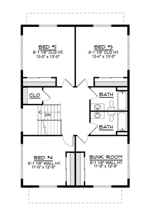 Q8447-A New American House, 5 Bedrooms, 3.5 Bathrooms | 25191 House Plan Second Floor Plan