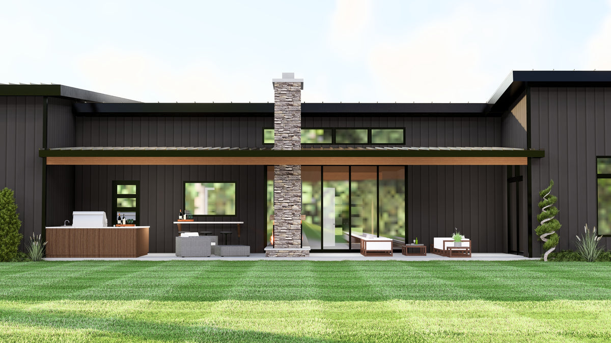 Q8100-A Barndominium House, 3 Bedrooms, 2.5 Bathrooms | Plan 25201 House Plan Exterior-6
