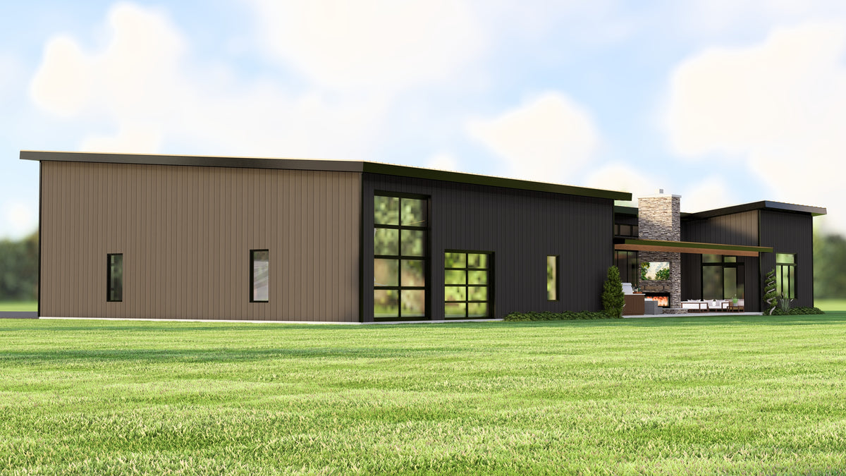 Q8100-A Barndominium House, 3 Bedrooms, 2.5 Bathrooms | Plan 25201 House Plan Exterior-5