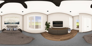 Q8100-A Barndominium House Bedroom Panorama, 3 Bedrooms, 2.5 Bathrooms | Plan 25201 House Plan 