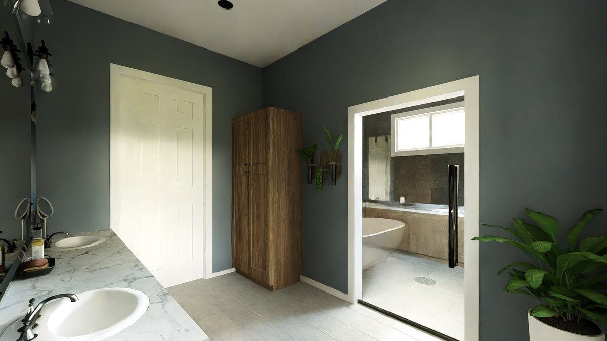 Q8100-A Barndominium House Master Bathroom, 3 Bedrooms, 2.5 Bathrooms | Plan 25201 House Plan 