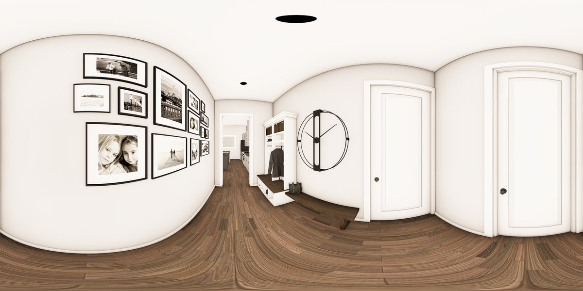Q8100-A Barndominium House Mud Room Panorama, 3 Bedrooms, 2.5 Bathrooms | Plan 25201 House Plan 