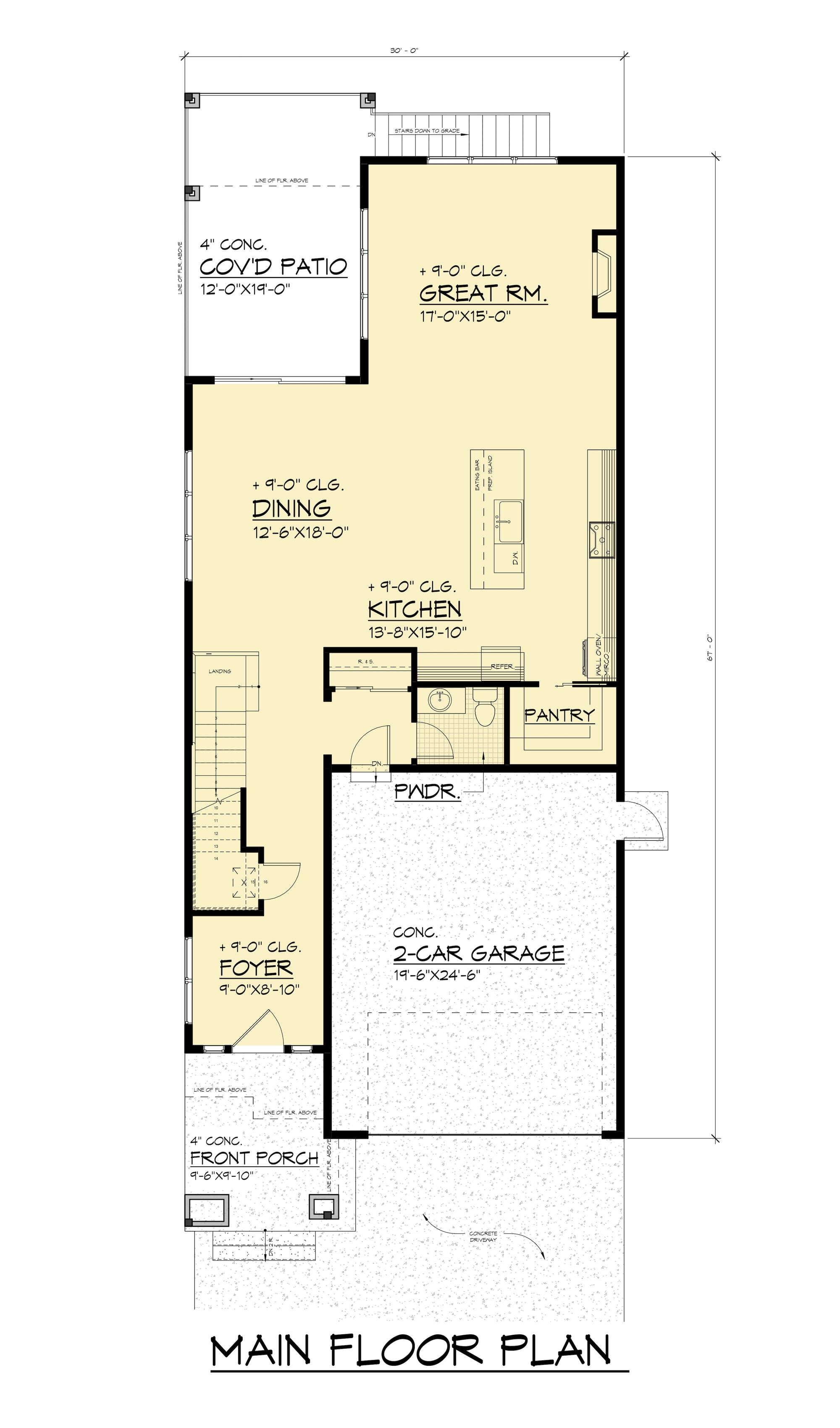 AC8184-A Modern Prairie House First Floor Plan, 4 Bedrooms, 2.5 Bathrooms | Pepper Hill Lot 10 