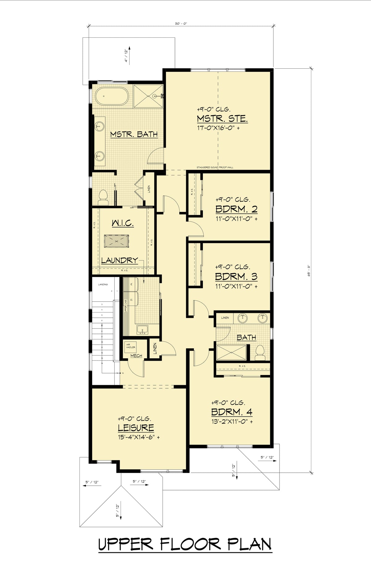 AC8184-A Modern Prairie House Second Floor Plan, 4 Bedrooms, 2.5 Bathrooms | Pepper Hill Lot 10 