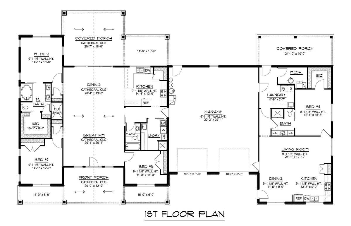 Q7472-A Barndominium House First Floor Plan, 4 Beds, 3 Baths | Plan 25216 