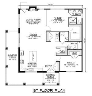Q7473-A Country House First Floor Plan, 2 Beds, 2 Baths | Plan 25228