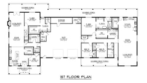 Q8051-A Modern Barndominium House First Floor Plan, 6 Bedrooms, 4.5 Bathrooms | Plan 25271 