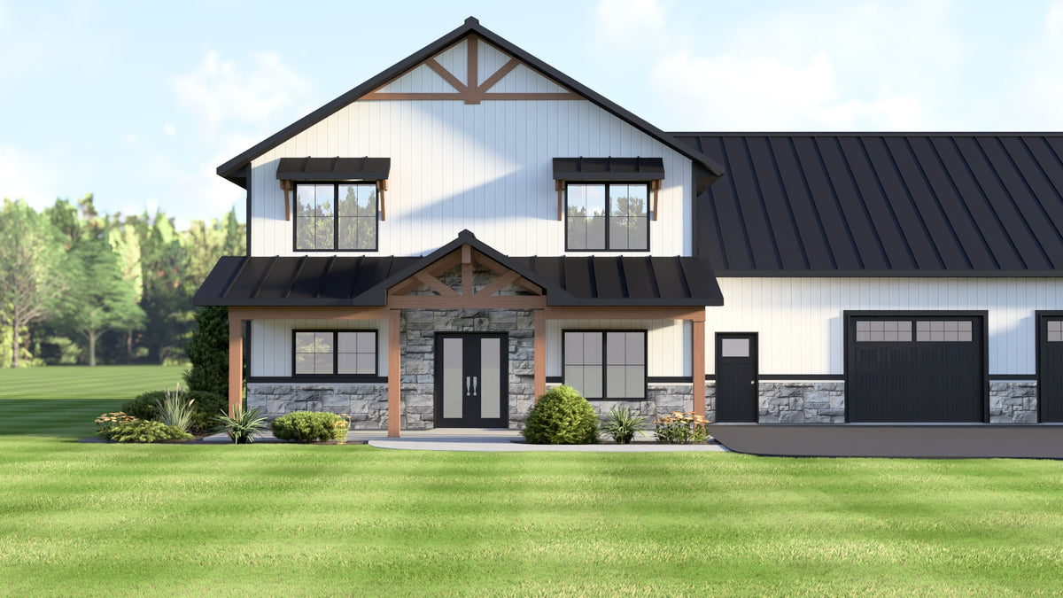 Q8051-A Modern Barndominium House, 6 Bedrooms, 4.5 Bathrooms | Plan 25271 Exterior-3