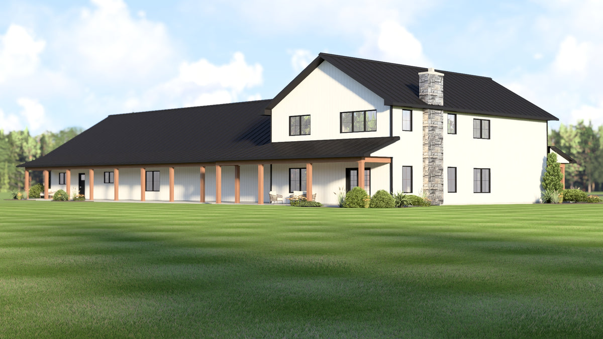 Q8051-A Modern Barndominium House, 6 Bedrooms, 4.5 Bathrooms | Plan 25271 Exterior-4