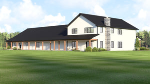 Q8051-A Modern Barndominium House, 6 Bedrooms, 4.5 Bathrooms | Plan 25271 Exterior-4